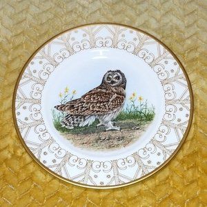 Edward Marshall Boehm Owl Plate Fine Bone China Short Eared Owl EUC.